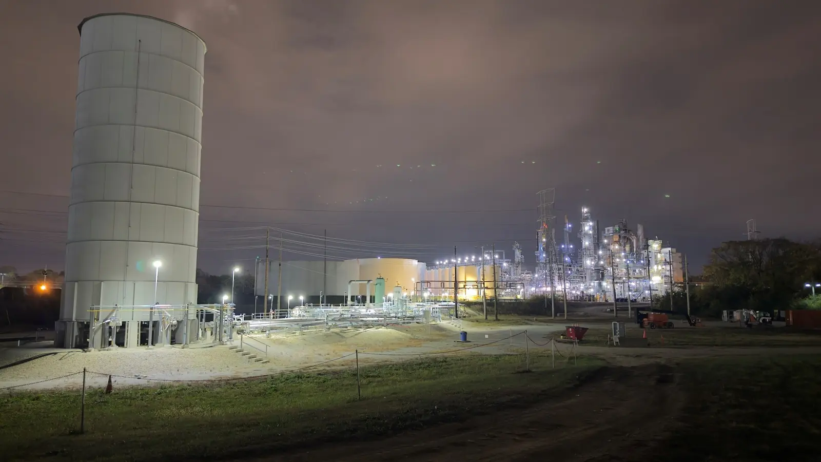 Flare at night at the Indianapolis Re-Refinery